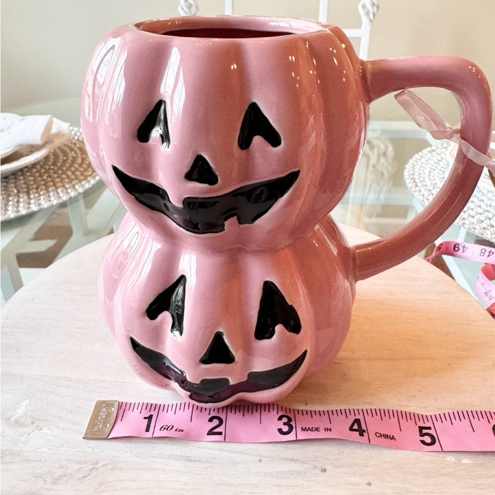 🩷 PINK STACKED PUMPKIN Halloween Jack O Lantern Mug Lang NEW - Picture 6 of 7